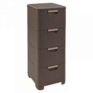 Curver Regál Style 4x14L se zásuvkami tmavě hnědý