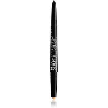 NYX Professional Makeup Sculpt & Highlight oboustranná tužka na obočí odstín 08 Black/Golden Peach 0,66 g