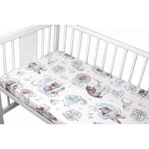 Baby Nellys 6D sada do postýlky + MAZLÍK, 135x100 Zvířátka na mráčku, modrá