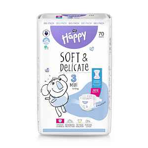 Bella Baby Happy Soft&Delicate 3 Midi 5–9 kg dětské pleny 70 ks