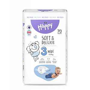 Bella Baby Happy Soft&Delicate 3 Midi 5–9 kg dětské pleny 70 ks