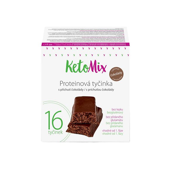 KetoMix Proteinové tyčinky s příchutí čokolády 16x 40g