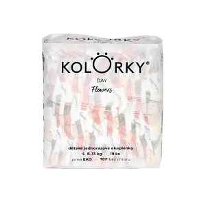 Kolorky DAY - květy - L (8-13 kg) jednorázové eko plenky 19ks