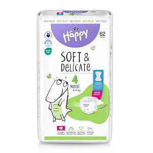 Bella Baby Happy Soft&Delicate 4 Maxi 8–14 kg dětské pleny 62 ks