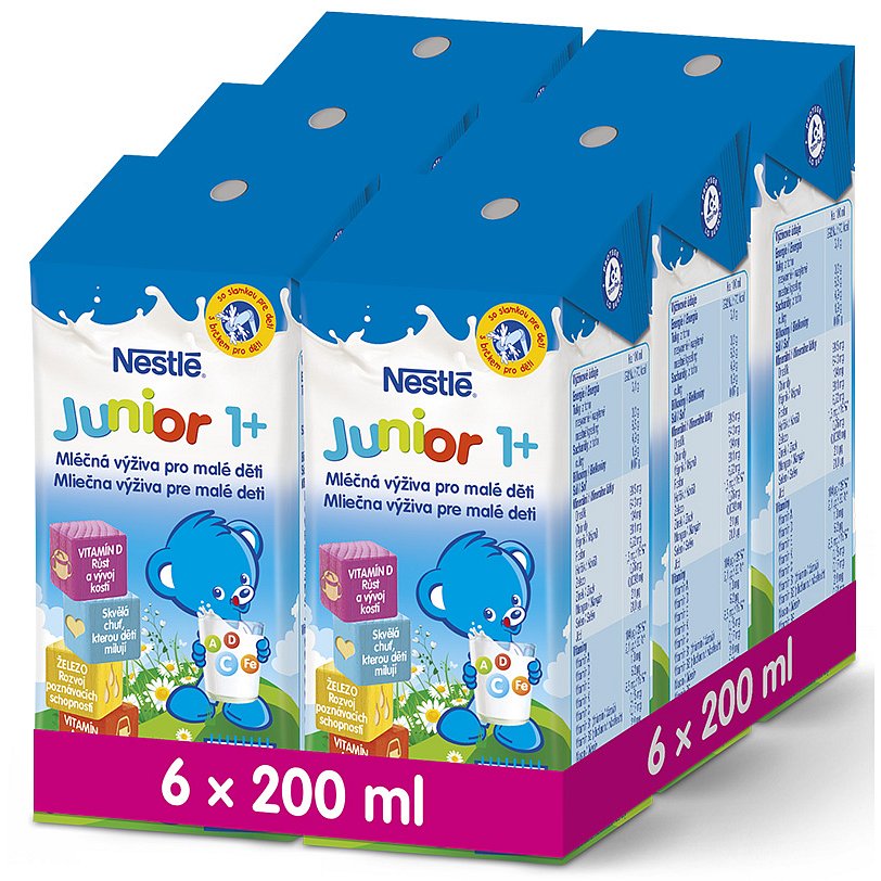 6x NESTLÉ Junior 1+ Mléčná výživa pro batolata 200 ml
