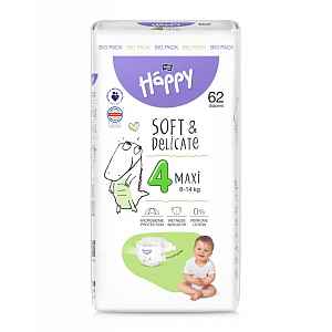 Bella Baby Happy Soft&Delicate 4 Maxi 8–14 kg dětské pleny 62 ks