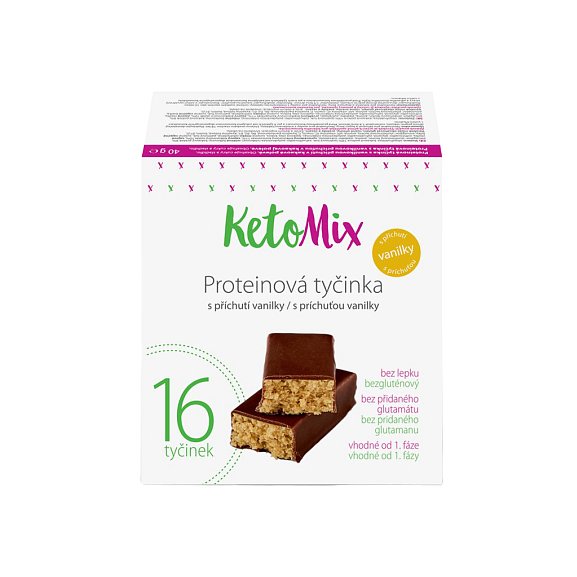 KetoMix Proteinové tyčinky s příchutí vanilky 16x 40g