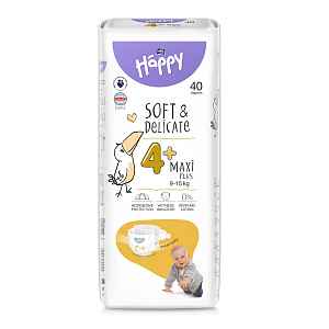 Bella Baby Happy Soft&Delicate 4+ Maxi Plus 9–15 kg dětské pleny 40 ks