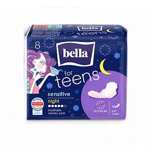 Bella For Teens Sensitive Night hygienické vložky 8 ks