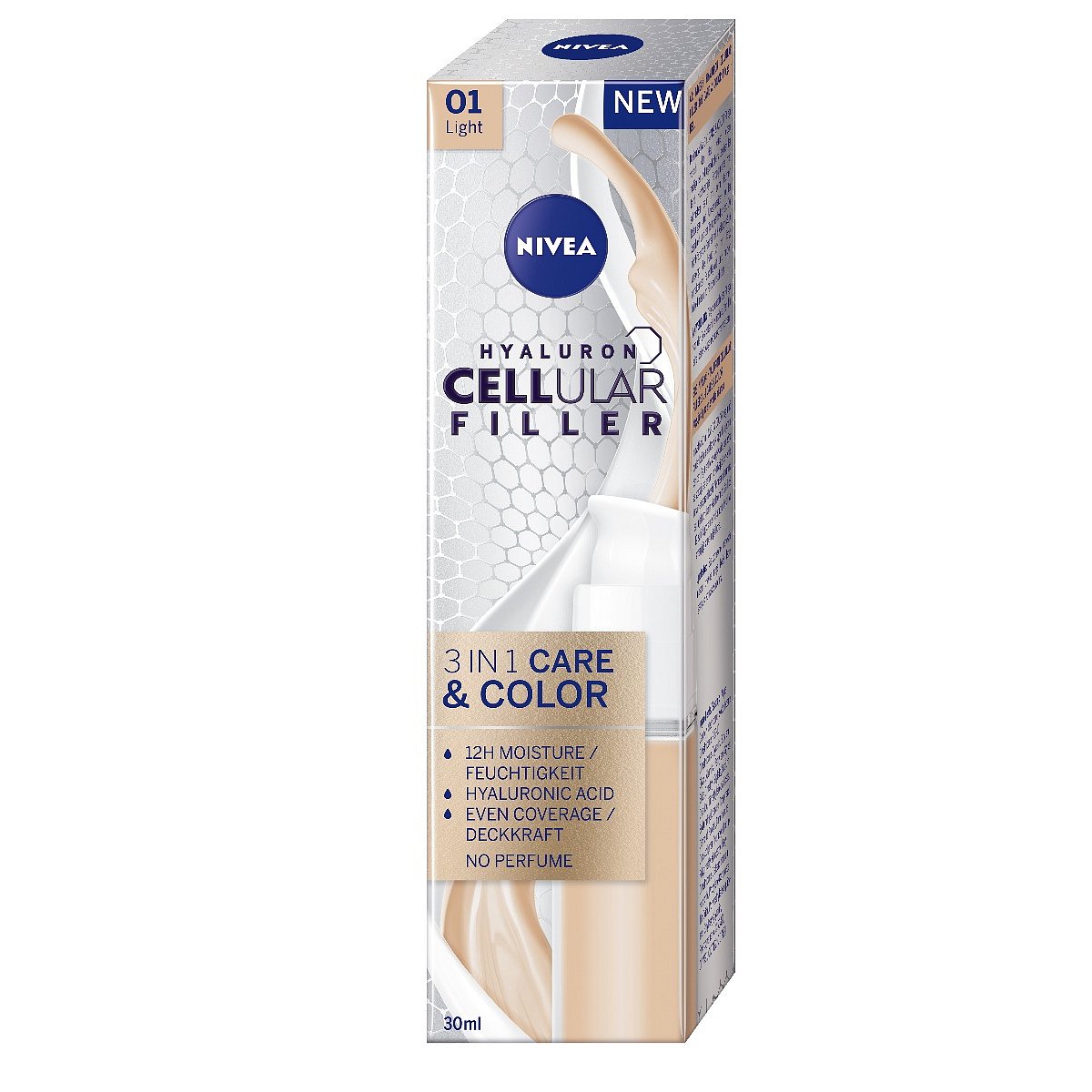 Nivea Hyaluron Cellular 3v1 CARE&COLOR pečující tónovací krém 30 ml 01 světlý odstín