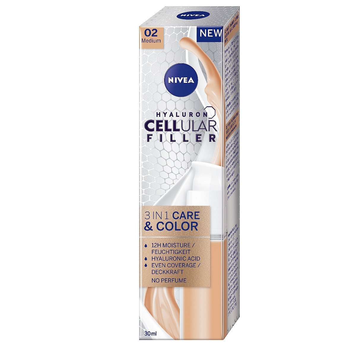 Nivea Hyaluron Cellular 3v1 CARE&COLOR pečující tónovací krém 30 ml 02 střední odstín