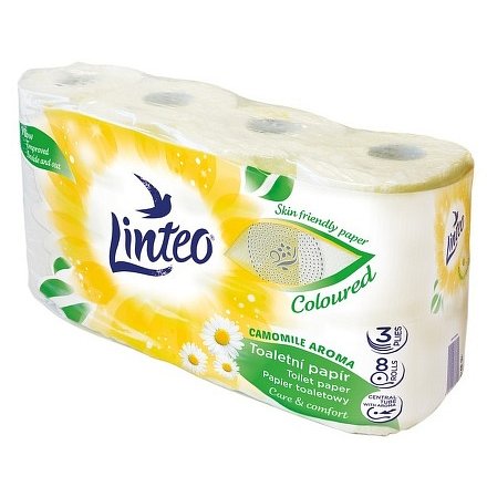 Toaletní papír LINTEO 8 rolí heřmánek, 3-vrstvý