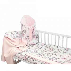 Baby Nellys 6D sada do postýlky + MAZLÍK, 135x100 Sny Jednorožce, růžová
