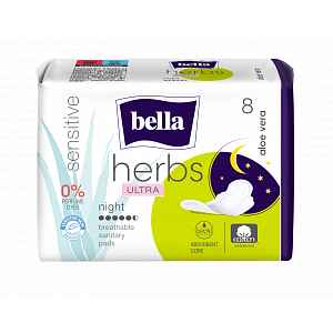 Bella Herbs Aloe Vera Night hygienické vložky 8 ks