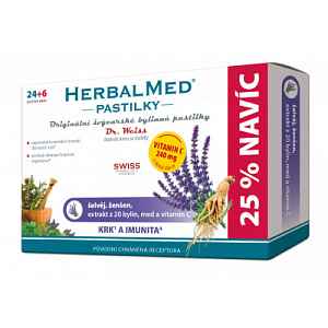 HerbalMed pastilky Dr.Weiss Šalvěj+ženš.vit.C 24+6