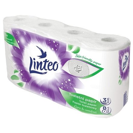 Toaletní papír LINTEO 8 rolí, bílý, 3-vrstvý, 20m