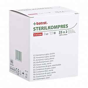Gázový kompres STERILKOMPRES 5x5 25x2ks