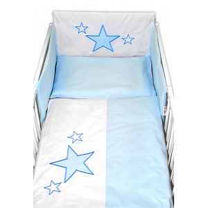 Baby Nellys 5-dílná sada do postýlky Baby Stars (3D + peřinky - modrá,