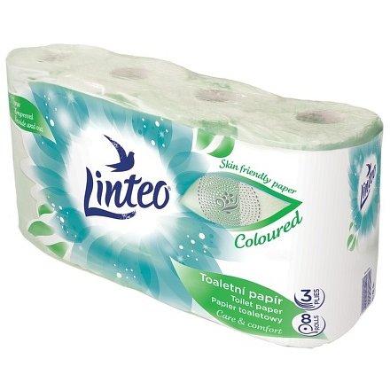 Toaletní papír LINTEO 8 rolí, zelený, 3-vrstvý, 20m