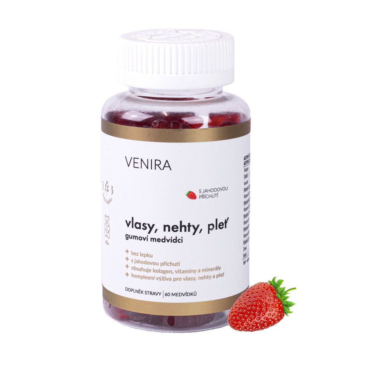 Venira Gumoví medvídci pro vlasy, nehty, pleť jahoda 60 ks