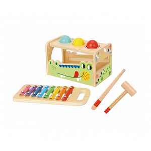 2Kids Toys Zatloukačka a xylofon Krokodýl 7 ks