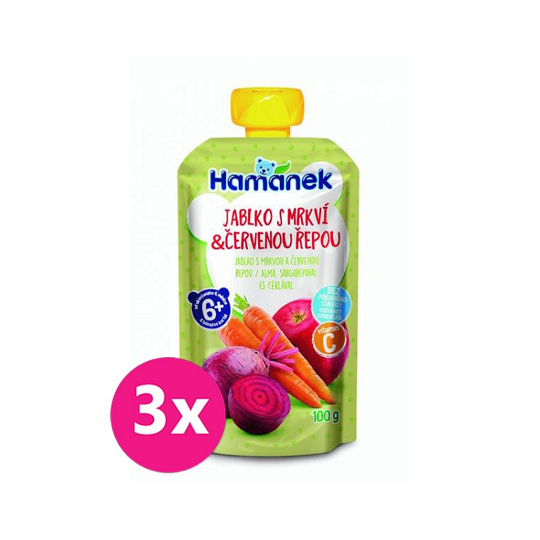 3x HAMÁNEK Jablko s mrkví & červenou řepou 100 g