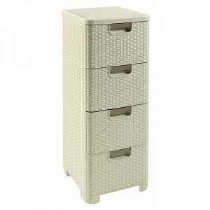 Curver Regál Style 4x14L se zásuvkami krémově bílý