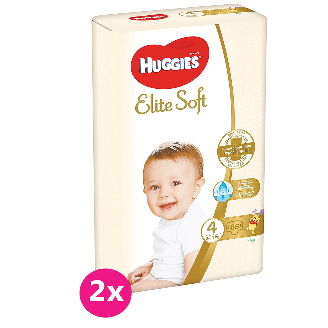 HUGGIES Elite Soft 4 (132ks) měsíční balení - jednorázové pleny