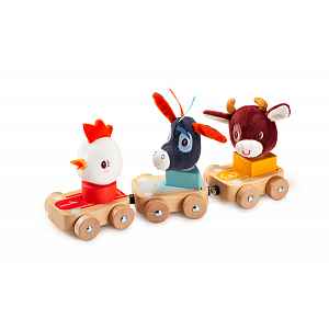Lilliputiens set 3 dřevěných autíček - Farma