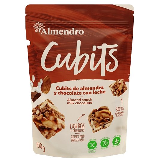 Almendro Cubits mandlové kostky s mléčnou čokoládou 100g