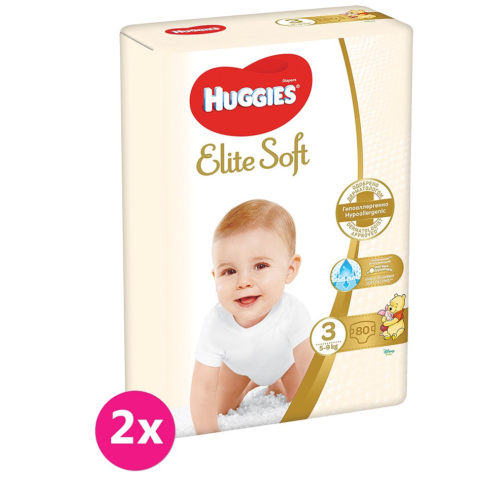 HUGGIES Elite Soft 3 (160ks) měsíční balení - jednorázové pleny