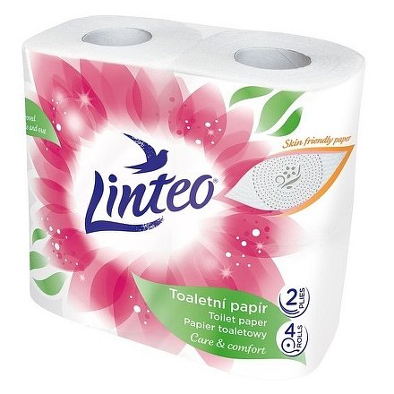 Toaletní papír LINTEO 4 role, bílý, 2-vrstvý