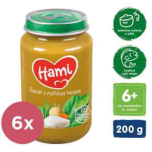 6x HAMI Špenát s mořskou treskou (200 g) - masozeleninový příkrm