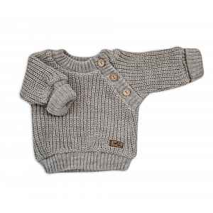 Kazum Pletený svetřík pro miminko s knoflíčky Lovely, tm. šedý, 68/74