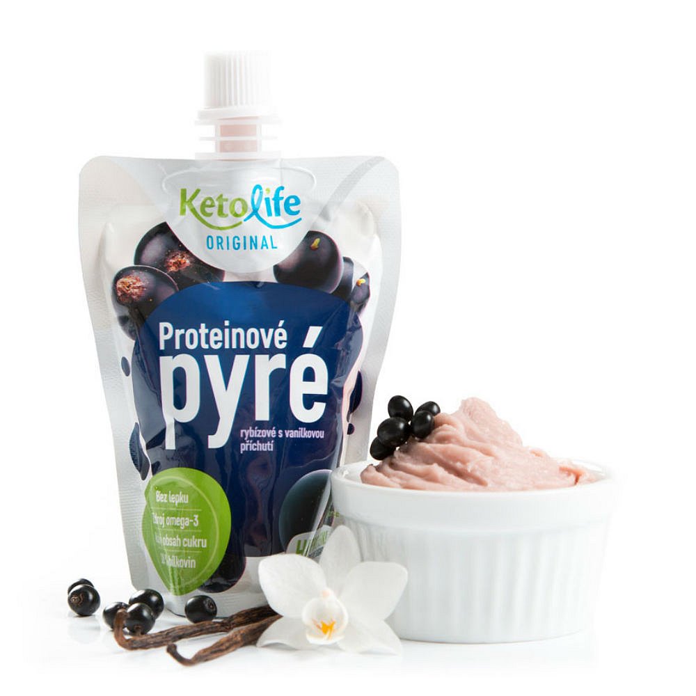 KETOLIFE Proteinové pyré rybízové s vanilkovou příchutí 3 ks