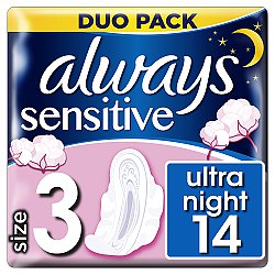 Always vložky Ultra Sensitive Night Duo 14ks