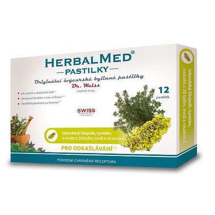 HerbalMed Dr.Weiss pastilky Isl.lišejník-tymián 12 ks