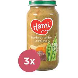 3x HAMI Brambory s hovězím a hráškem (250 g) - maso-zeleninový příkrm