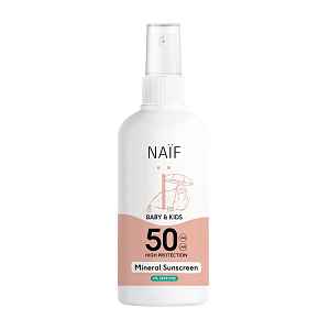 NAIF Ochranný sprej na opalování pro děti a miminka bez parfemace SPF50 100 ml