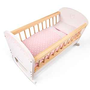 New Classic Toys Dřevěná kolébka pro panenky s matrací, peřinkou a polštářkem