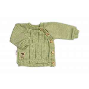 Baby Nellys Rostoucí pletený svetřík a kalhoty s kapsou Hand Made 2D, Nature, olivová