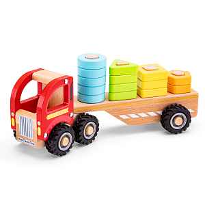 New Classic Toys Dřevěný třídící a stohovací kamion