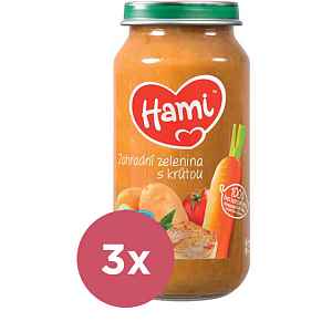 3x HAMI Zahradní zelenina s krůtou (250 g) - maso-zeleninový příkrm