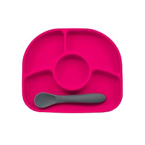 BBLÜV Yümi Silikonový talířek a lžička, růžová