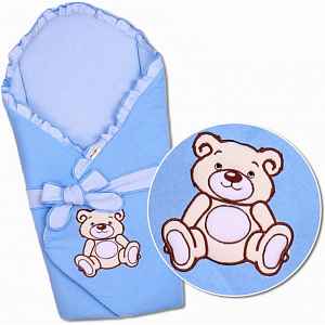 Baby Nellys Zavinovačka s výztuží Teddy Bear - jersey - modrá
