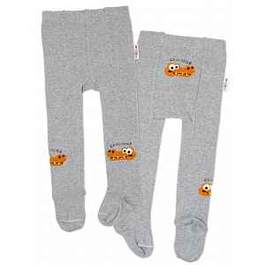 Baby Nellys Dětské punčocháče bavlněné, Crocodiles - šedá, hořčice, 1ks vel.  104/110