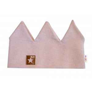 Baby Nellys Dvouvrstvá čelenka, Hand Made, bavlna, Korunka STAR - pudrově růžová, 80/98