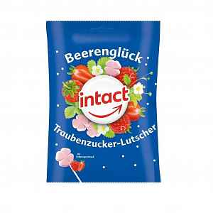 Intact Hroznový cukr lízátka jahodová 10 ks