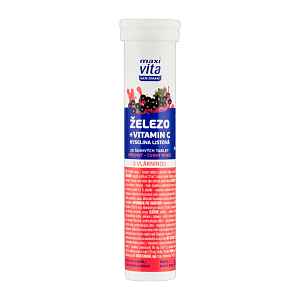 Maxi Vita Šumivé tablety Železo + Vitamín C, doplněk stravy 80 g