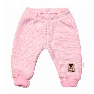 Baby Nellys Pletené kojenecké kalhoty Hand Made  růžové